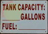 TANK CAPACITY SIGN TANK CAPACITY SIGN