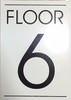 FLOOR NUMBER SIGN WHITE - 6TH FLOOR SIGN FLOOR NUMBER SIGN WHITE - 6TH FLOOR SIGN