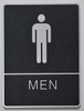 MEN Restroom Sign- BLACK- BRAILLE
