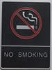 NO SMOKING Sign- BLACK- Braille Sign with Raised Tactile Graphics and Letters