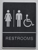 ACCESSIBLE Restrooms Sign- BLACK-Sign Braille Sign with Raised Tactile Graphics and Letters