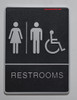 ACCESSIBLE Restrooms Sign- BLACK-DOB SIGN Braille DOB SIGN with Raised Tactile Graphics and Letters