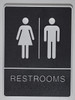 Restrooms Sign- Braille DOB SIGN with Raised Tactile Graphics and Letters
