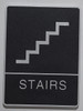 STAIRS Sign- BLACK- Sign Braille Sign with Raised Tactile Graphics and Letters