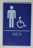 MEN ACCESSIBLE Restroom Sign- BLUE- Braille HPD SIGN with Raised Tactile Graphics and Letters