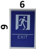 EXIT Sign- BLUE- SIGNAGE Braille SIGNAGE with Raised Tactile Graphics and Letters