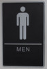MEN Restroom Sign- BLACK- Braille DOB SIGN with Raised Tactile Graphics and Letters