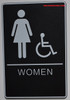 WOMEN ACCESSIBLE Restroom Sign- BLACK- BRAILLE