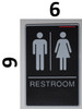Restrooms Sign- BLACK- BRAILLE