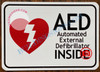 AED AUTOMATED EXTERNAL DEFIBRILLATOR INSIDE SIGN- WHITE