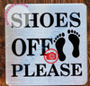 SHOES OFF PLEASE SIGN- BRUSHED ALUMINUM