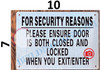 For Security Reasons Please Ensure Door is Both Closed and Locked When You EXIT BUILDING SIGN For Security Reasons Please Ensure Door is Both Closed and Locked When You EXIT BUILDING SIGN