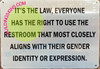 It's The Law Everyone has The Right to use The Restroom That Most Closely aligns with Their Gender Identity or Expression DOB SIGN It's The Law Everyone has The Right to use The Restroom That Most Closely aligns with Their Gender Identity or Expression DOB SIGN
