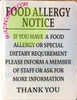 Food allergy SIGNAGE Food allergy SIGNAGE