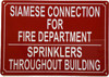 NYC SIAMESE CONNECTION FOR FIRE DEPARTMENT SPRINKLERS THROUGHOUT BUILDING SIGN