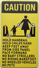 CAUTION HOLD HANDRAILS ESCALATOR SIGN