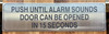 PUSH UNTIL ALARM SOUNDS SILVER COMPLIANCE SIGN