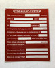 HYDRAULIC SYSTEM COMPLIANCE SIGN