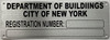 DEPT OF BUILDING SERIAL NUMBER SAFETY SIGN
