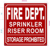 FD FIRE DEPARTMENT SPRINKLER RISER ROOM SIGN