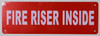 FIRE Riser Inside  Sign FIRE Riser Inside  Sign