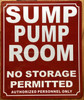 SUMP PUMP ROOM COMPLIANCE SIGN