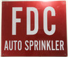FDC AUTO SPRINKLER  -RED  Fire Department Sign