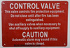 Control Valve - This Valve Controls FIRE Protection Equipment , Engineer Grade Reflective Aluminum   Sign