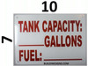 Tank Capacity , Engineer Grade Reflective Aluminum   Fire Department Sign Tank Capacity , Engineer Grade Reflective Aluminum   Fire Department Sign