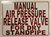 MANUAL AIR PRESSURE RELEASE VALVE FOR DRY STANDPIPE   Signage