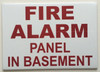 Fire Alarm Panel In Basement  with double sided tape  Sign