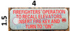 FIREFIGHTERS OPERATION TO RECALL ELEVATORS INSERT FIRE KEY AND TURN TO ON - BRUSHED ALUMINUM  Hpd Sign