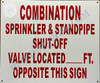 Combination Sprinkler and Standpipe Shut Off Valve Located FT. Opposite This Hpd Sign