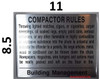 Compactor Rules Fire Deparment Sign