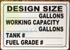 DeSize: GALLONS_Working Capacity Sign