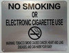 NYC Smoke free Act  "No Smoking or Electric cigarette Use" + Warning Compliance Sign