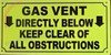 GAS VENT YELLOW Fire Deparment Sign