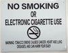 NYC Smoke free Act  "No Smoking or Electric cigarette Use" -with WarningBuilding Sign