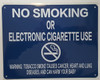 NYC Smoke Free Act "No Smoking or Electric Cigarette Use" + Warning Building Sign