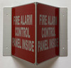 Corridor Fire alarm control panel inside-Fire alarm control panel inside Hallway Safety Sign