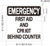 EMERGENCY FIRST AID & CPR KIT BEHING COUNTER Fire Deparment Sign