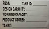 PBS# tank ID tank data Information Sign