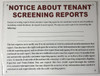 Notice About Tenant SCREENING Reports Notice About Tenant SCREENING Reports