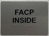 FACP INSIDE - FIRE ALARM CONTROL PANEL INSIDE Raised letters & Grade 2 Braille - Includes Red Adhesive pad for Easy Installation Hotel Sign