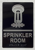 SPRINKLER ROOM  Raised letters & Grade 2 Braille - Includes Red Adhesive pad for Easy Installation Safety Sign