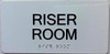 Riser Room  with Raised letters/Image & Grade 2 Braille - Includes Red Adhesive pad for Easy Installation