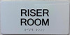 Riser Room  with Raised letters/Image & Grade 2 Braille - Includes Red Adhesive pad for Easy Installation Hotel Sign