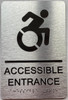 ACCESSIBLE ENTRANCE with Raised letters/Image & Grade 2 Braille - Includes Red Adhesive pad for Easy Installation
