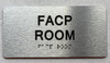 FACP ROOM with Raised letters/Image & Grade 2 Braille - Includes Red Adhesive pad for Easy Installation Sign