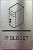 IT CLOSET with Raised letters/Image & Grade 2 Braille - Includes Red Adhesive pad for Easy Installation Hotel Sign
